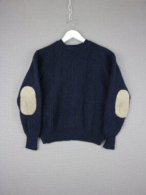 Vintage wool Leather Elbow Patch Sweater Womens Medium